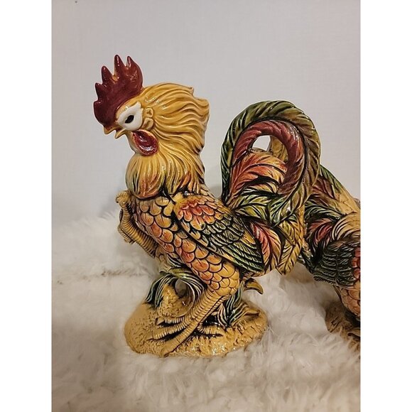 Enesco Ceramic Rooster Beautiful Colors Set Of 2 - Picture 10 of 10
